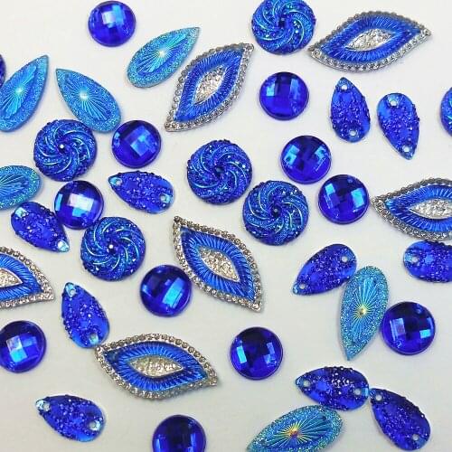 ROYAL Blue Crystal Stones and Crystals Sew On ab diy Rhinestone For Sewing Accessories Clothing Wedding Dress Decorations Strass