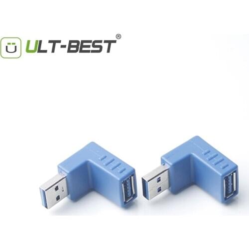 ULT-Best Super Speed USB 3.0 A Male to Female M/F Adapter Right Angle 90 Degree Connector Blue Converter