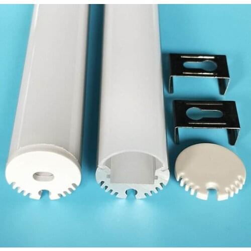 Free Shipping 70M/Lot 2M LED Aluminum Channel With Diffuse Cover End Caps, Round Shape Aluminum Profile for LED Strip Lights