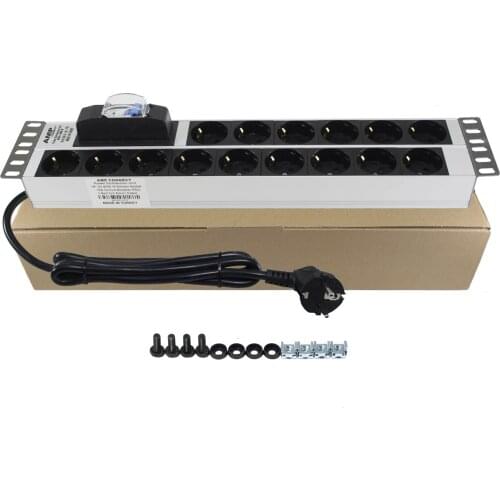 Amp Connect PDU 19 ''2U 15 WAY GERMANY TYPE (DIN49440) SOCKET CIRCUIT BREAKER CONNECTED ALUMINIUM PROFILE FRAME PDU