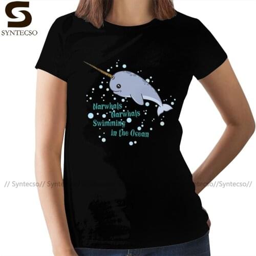 Unicorn Stuff T-Shirt Awesome Narwhals Swimming In The Ocean T Shirt Plus Size Printed Women tshirt Ladies Tee Shirt
