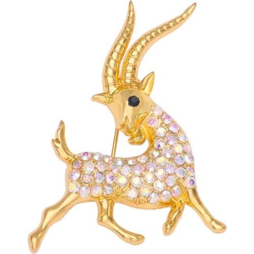 Sheep Shaped Brooch Lucky Twelve Zodiac Rhinestone Inlaid Clothing Accessories For Men Women Gifts Unique Brooches Pins