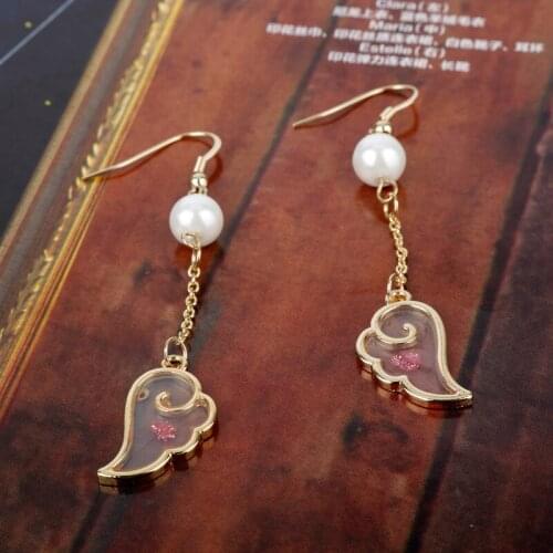 HANCHANG Animation Jewelry Card Captor Sweet Style Angel Wings Long Chain Drop Earring for Woman tassel earrings