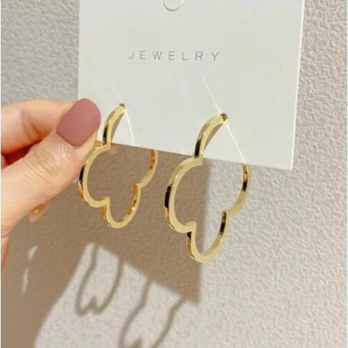 Gold Hoops Earings Stainless Steel Clover Earrings For Women Easy To Match Lucky Clover V Big Round Fashion Jewelry Boho