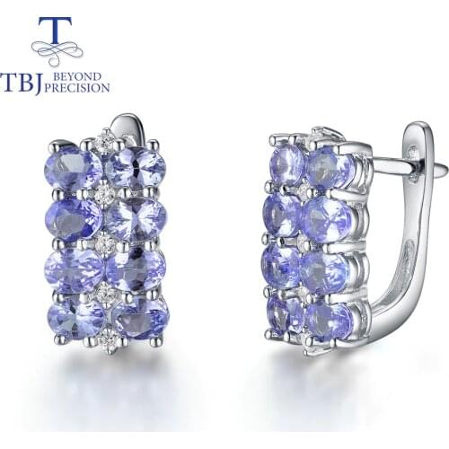 Natural tanzanite clasp earrings 925 sterling silver Elegant classic design fine jewelry for women daily wear tbj promotion