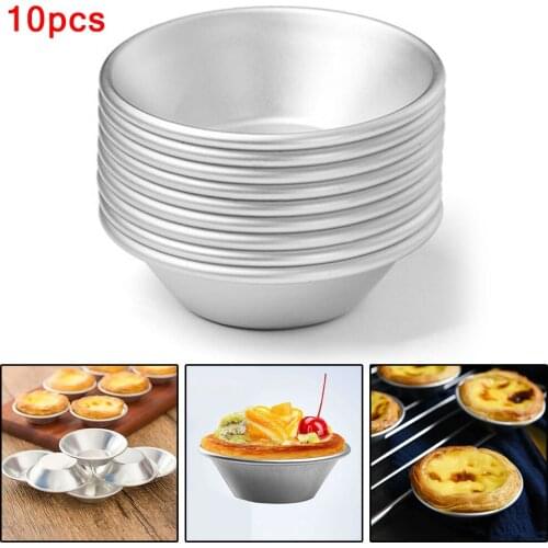 10pcs Egg Tart Mold Hot Baking Tools Cupcake Cake Cookie Pudding Mould Aluminum