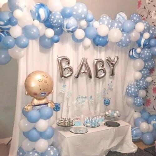 104pcs Kids Boy Birthday Balloons Arch Kit Garland White Blue Balloon First 1st Birthday Baby Shower Party Decorations Supplies