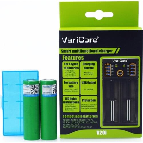2PCS VTC6 3.7V 3000mAh 18650 li-ion battery for US18650VTC6 30A Flashlight Toy Tools battery +1PCS VariCore V20I Charger