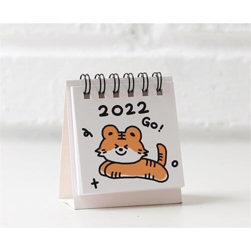 2022 Cute Cartoon Tiger Desk Calendar Mini Calendar Monthly Schedule Planner Kawaii Stationery School Office Supplies