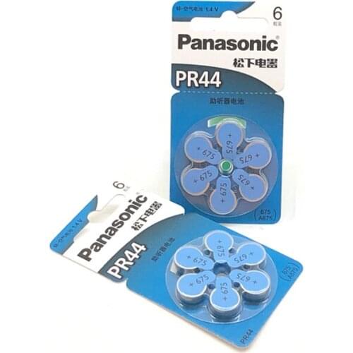 30pcs/lot Panasonic PR44 Hearing aid batteries 675 A675 Deaf-aid Audiphone Cochlear Button Cell Battery Batteries 11.6mm*5.4mm