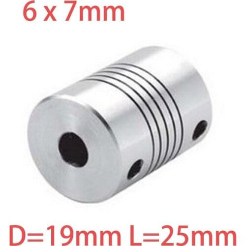 4PCS 6x7mm CNC Motor Jaw Shaft Coupler 6mm To 7mm Flexible Coupling OD 19x25mm wholesale Dropshipping