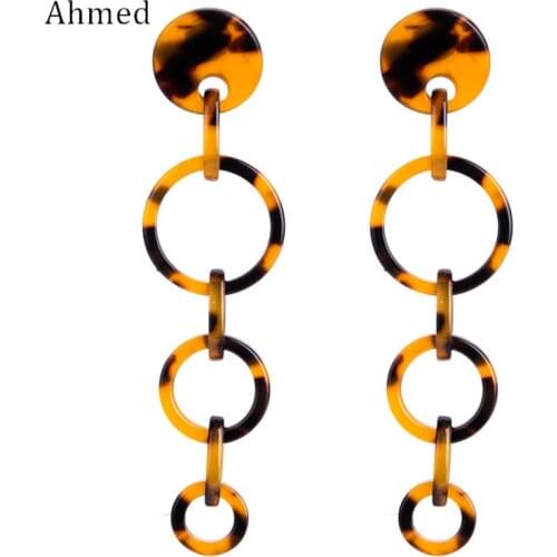 Ahmed Retro Multilayer Hollow Acetic Acid Plate Round Pendant Long Drop Earrings Fashion Dangle Brinco Bijouterie For Women