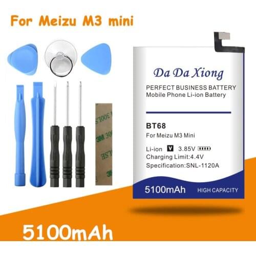 Free Shipping 5100mAh BT68 Battery BT15 For Meizu M3 M3S / M3S mini Y685Q M688Q M688C M688M M688U Replacement batteria
