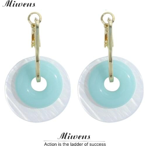 Miwens Bohemia Resin Round Drop Earrings for Women Charm Circle Acrylic Pendant Statement Earrings Wedding Jewelry