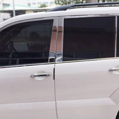 Center Pillars B + C Pillar Window Pillar Trims Sticker For Toyota Prado FJ150 2010- 2019 Stainless Steel Car Accessories