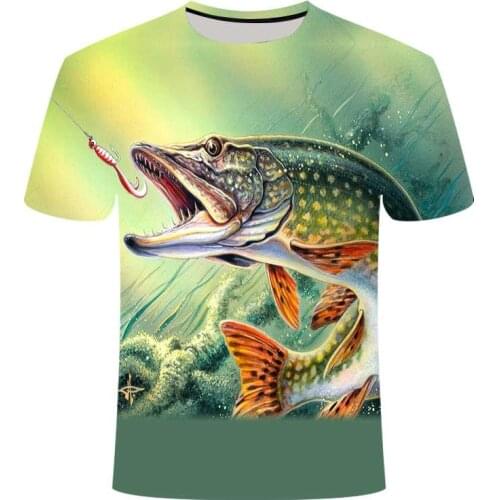 Summer the Latest 2021 Fish Outdoor T-shirt Men 3d Cool Print Fishing Men Short Tops Collar Casual Men Fishing T-shirt Poissons
