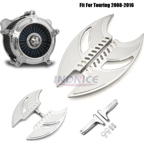 Chrome F+R Floorboards Footpeg Air Cleaner filters Fit For harley 2008-2009 FLHT Electra Glide Standard FLHX FLHR FLTR 08-16