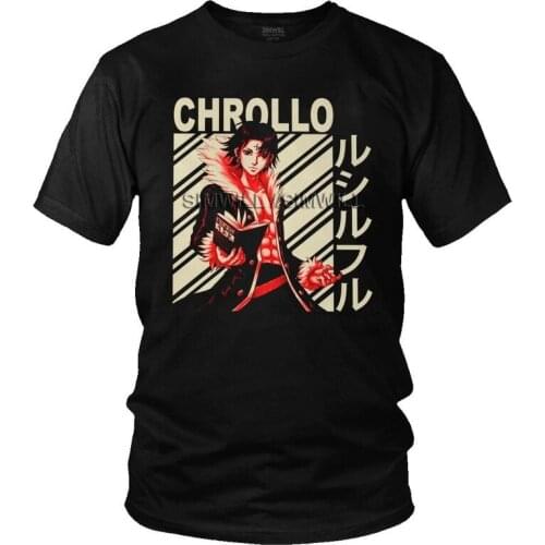 Hunter X Hunter Chrollo Lucilfer T Shirt Men 100% Cotton Print Anime Manga T-shirt Harajuku Tshirt Short Sleeve HXH Tees Tops