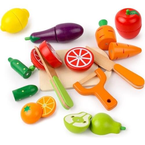 Girl Magnetic Cut Fruit Toy Wooden Simulation Pretend Play House Cut Vegetable Cooking Game Set Child Enlightenment Fun Toy Gift