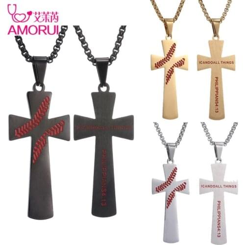 Dainty Baseball Cross Necklace Men Stainless Steel Gold Color Long Box Chain chokers Necklaces for Women Boy Girl Jewelry Gift