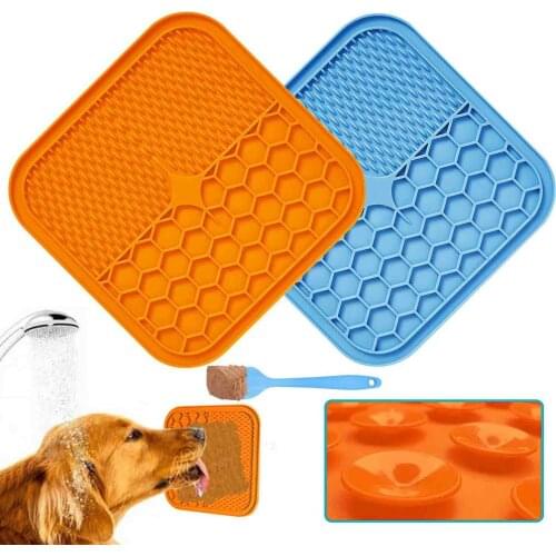 Pet Dogs Cats Lick Pad Slower Feeder Mat New Pet Dog Feeding Food Bowl Feeding Lick Pad Dog Slow Feeders Treat Dispensing Tools