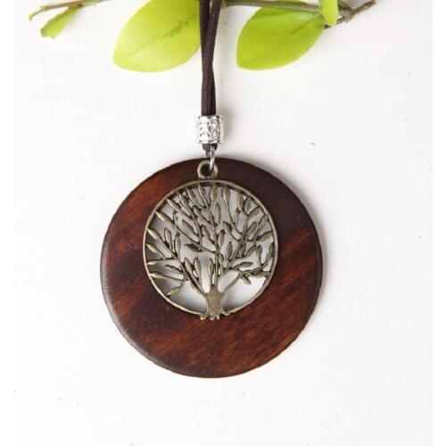 Fashionable retro ladies wooden tree pendant necklace woman fashion the best jewelry woman favorite gift