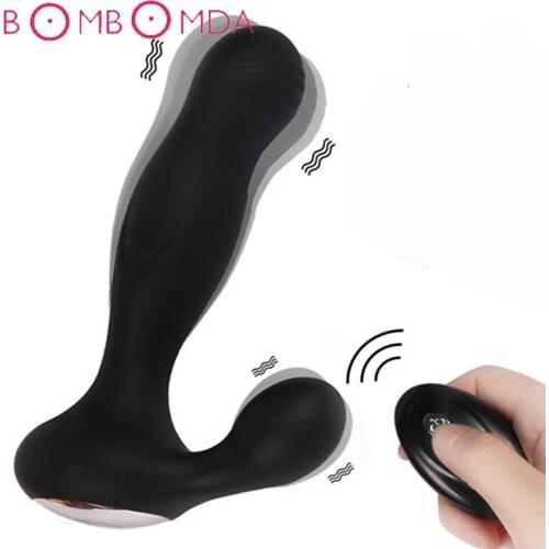 Man anal plug posterior prostate massage vibrator 7 frequency double motor warming sex toy for male remote control anal vibrator