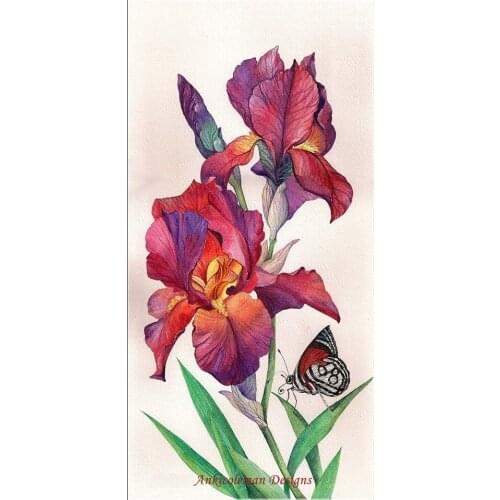 Embroidery Counted Cross Stitch Kits Needlework - Crafts 14 ct DMC color DIY ART Handmade Decor - Iris and Butterfly