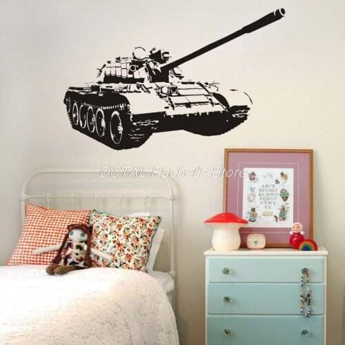 Tank Wall Sticker Military Weapon Army Decal Vinyl Sticker House Murals For Kids Room Decoration