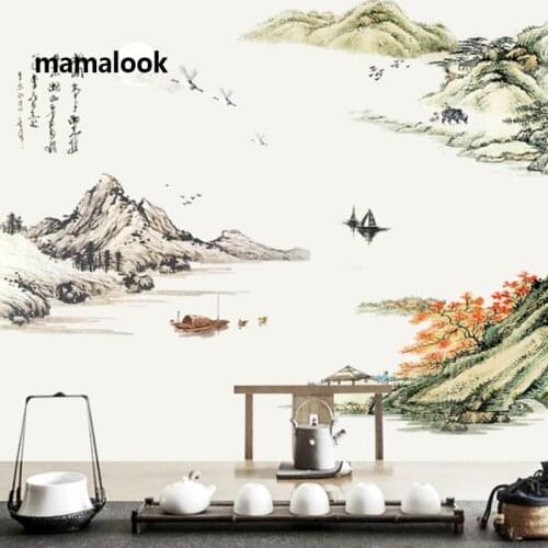 Wall Stickers Living Room Background Decoration Stickers Decorative Color Ink Landscape Painting Self-adhesive Wall Stickers