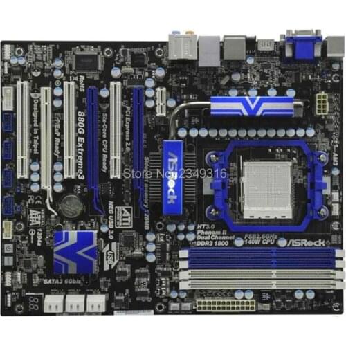 For ASRock 880G Extreme3 Original Used Desktop Motherboard Socket AM3 DDR3 SATA2 USB2.0