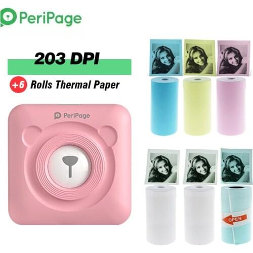 PeriPage Mini Portable Thermal Photo Printer Wireless Bluetooth Label Sticker Receipt Printers Compatible With Android iOS A6