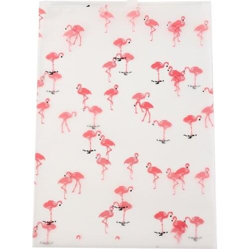 300Pcs/Lot 5 Size Transparent Frosted Packing Bag Flamingo Zipper Bag Shoes Clothes Storage Packing Self Sealing Bags Wholesale