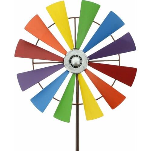 Rainbow Colors Vitality Durable Pinwheel Windmill Toys Ornaments for Yard Decor Lawn Decorative Garden Stakes Whimsical