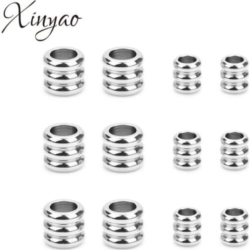 XINYAO 20pcs/lot Stainless Steel Spacer Charm Beads Silver Tone for DIY Women Men Necklace Jewelry Making Finding Supplier