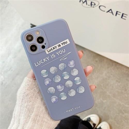 Retro artist moon surface art lucky Korean Phone Case For iPhone 11 12 Pro Max Xs Max XR Xs 7 8 Plus 7Plus case Cute Soft Cover