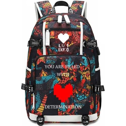 Game Undertale San Skull Backpack USB Port Rucksack Bag Snake Pattern Student Teenagers School Bags travel Shoulder Laptop Bag