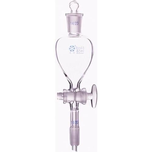 Spherical separatory funnel globe shape,with ground-in glass stopper and stopcock,Capacity 60ml,Joint 14/23,Glass switch valve