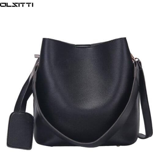 OLSITTI Casual Large Capacity Messenger Bag Wide Strap Buckets Designer Shoulder Bags Luxury PU Crossbody Bag Simply Purses