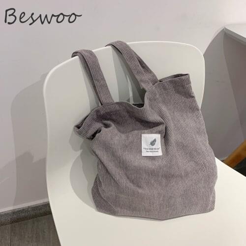 Bags for Women 2021 Corduroy Shoulder Bag Large Capacity Reusable Shopping Bags Casual Tote Female Handbag Women Messenger Bags