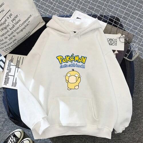 Psyduck Hooded Sweatshirts Autumn Women Hoodie Pokemon Kawaii Anime Cartoons Funny Print Casual Clothes Warm Pullovers Teens Top