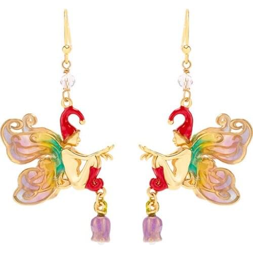 Romantic Dream Sweet Butterfly Flower Fairy Drop Earring For Women Fashion Jewelry 2021 New Accessoreis Enamel Glaze