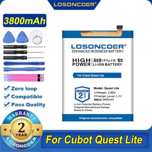 100% Original LOSONCOER 3800mAh For Cubot Quest Lite Battery