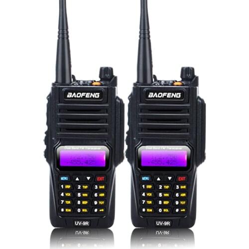 2pieces baofeng UV-9R waterproof dual band UHF VHF walkie talkie 8W 128CH radio comunicador uv 9r with handsree