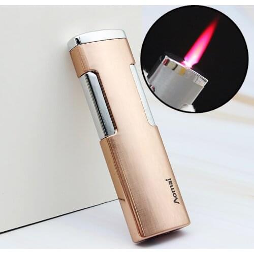 2021 Interesting Compact Ultra-thin Jet Lighter Butane Turbine Torch Windproof Lighter Mens Smoking Cigar Accessory Gadget Gift