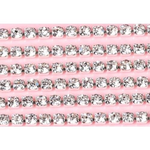 5meters/lot 2.5mm clear transparent color cup chain stone bead chains Silver bottom cup chain free shipping