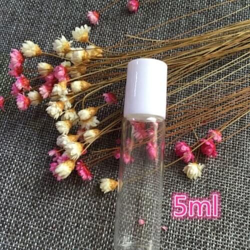 5 PCS 5ml/10ml Glass Roller Bottles Empty Clear With Roll On Empty Cosmetic Essential Oil Vial For Traveler With Glass Ball