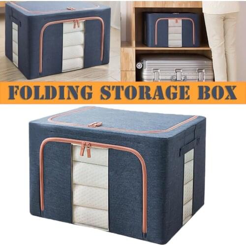 66L Steel Frame Clothes Storage Box Quilt Foldable Organizer High Quality Cloth Storage Case Bag 50 * 40 * 33cm