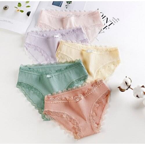 Girls Lace Panties Sexy High Elasticity Underwear Mother Underpant Knickers Briefs Comfort Underpants 5 Pieces/Lot For 12-25Y