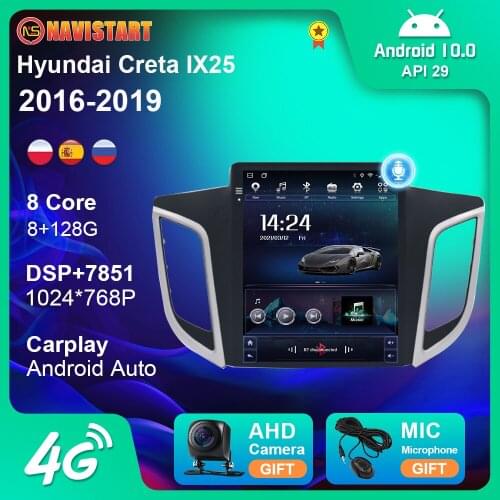 Car Radio for Hyundai Creta IX25 Tesla 2016 - 2018 2019 Multimedia Player GPS Navigation 9.7 Inch Android Carplay Steering Wheel